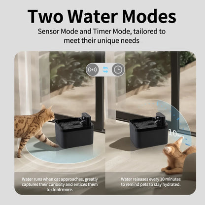 2.2LCat Water Fountain Battery & Sensor 2 in 1 Drinking Fountain For Cats Dog Drinker Wireless Pet Water Dispenser Accessories