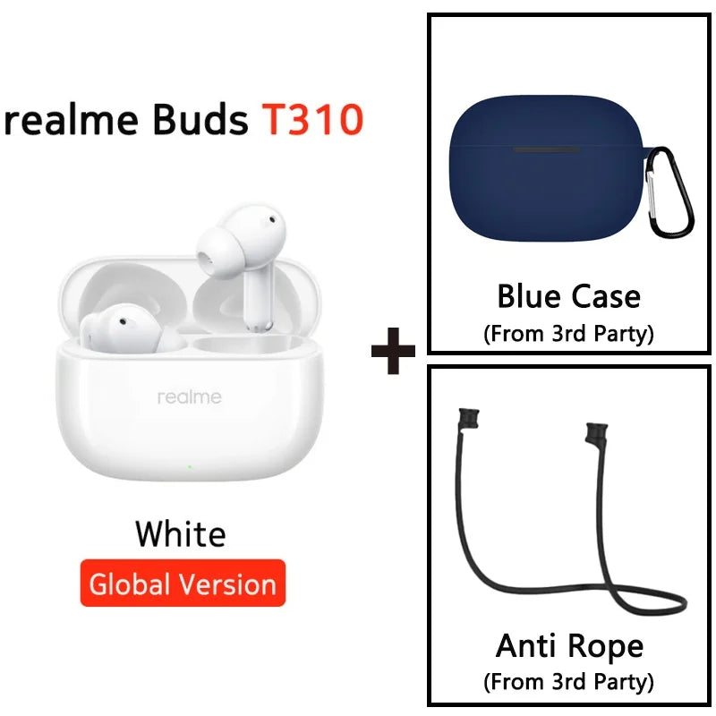 Global Version realme Buds T310 True Wireless Earphone 46dB Active Noise Cancelling TWS Earphone Bluetooth 5.4 For realme phone