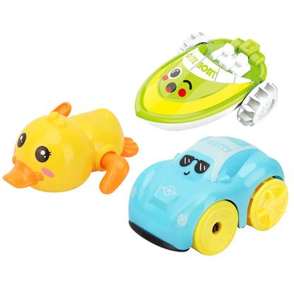 Baby Bath Toys Children Bathing Cute Swimming duck Water Playing Toys Clockwork Car Cartoon Vehicle Baby Bath Toy for Kids Gift