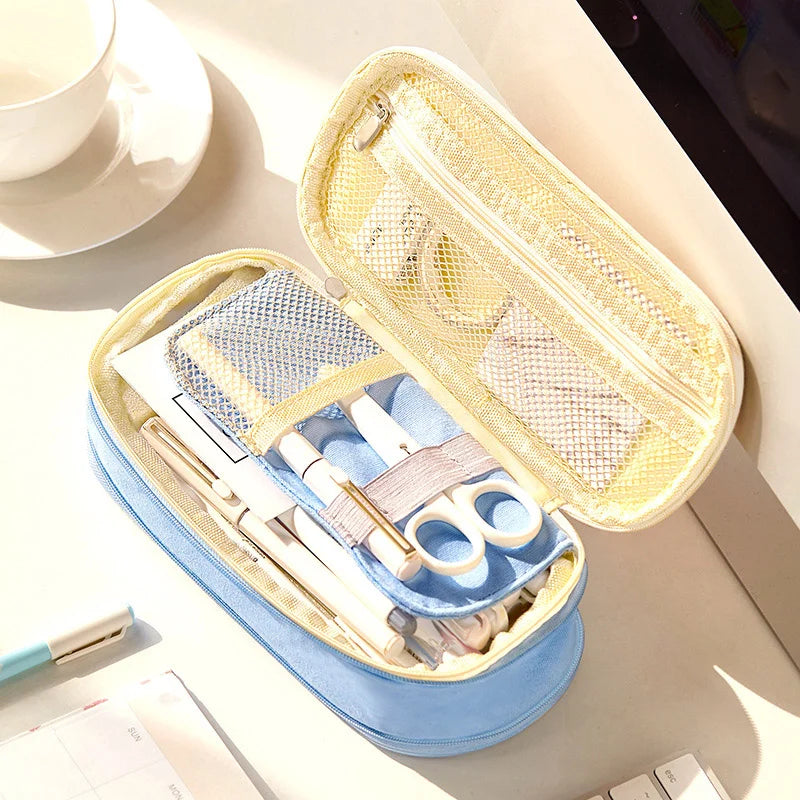 School Supplies Pencil Bag Portable Simple Aesthetic Pencil Organiser Back To School Present Simple Style Zipper Cute Stationery