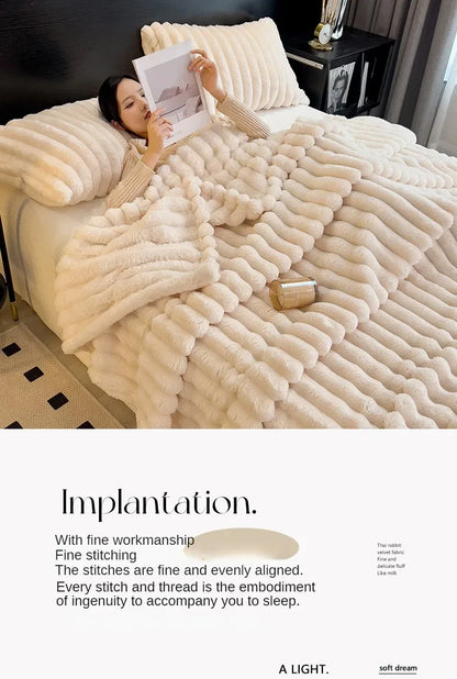 Solid Color Thickened Wide Striped Multifunctional Blanket Can Be Used As Bed Sheet Cover Blanket， Nap Blanket， Pet Blanket