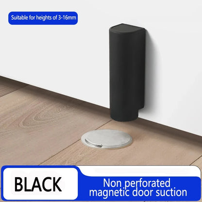 Door Stop Magnetic Door Stopper Milk White Black Nail Free Door Base Door Hardware Close Prevention Door Closer Bumper Block