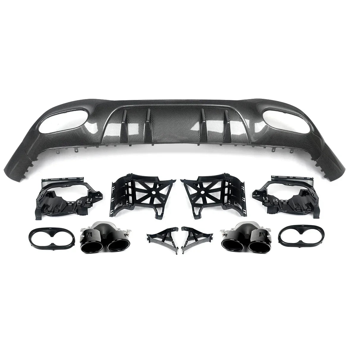 FOR MERCEDES A CLASS W177 AMG A45 A45S LOOK REAR DIFFUSER TAILPIPES CARBON LOOK