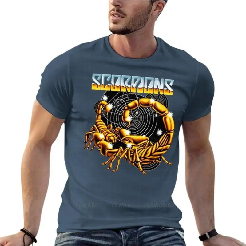 Scorpions Rock Heavy Metal Band Logo Oversized T-Shirt Branded Mens Clothes 100% Cotton Streetwear Large Size Tops Tee