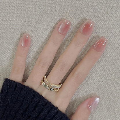 24pcs Detachable Short Press on Nails Y2k rhinestone False Nails with Glue Ballet Sweet Cool Girls Artificial False Nails Tips