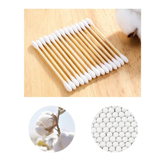 300/500pcs Cotton Swabs Double-Tipped Cotton Buds Cotton Swabs with Wooden Sticks Cotton Swabs for Ears Makeup Daily Cleaning