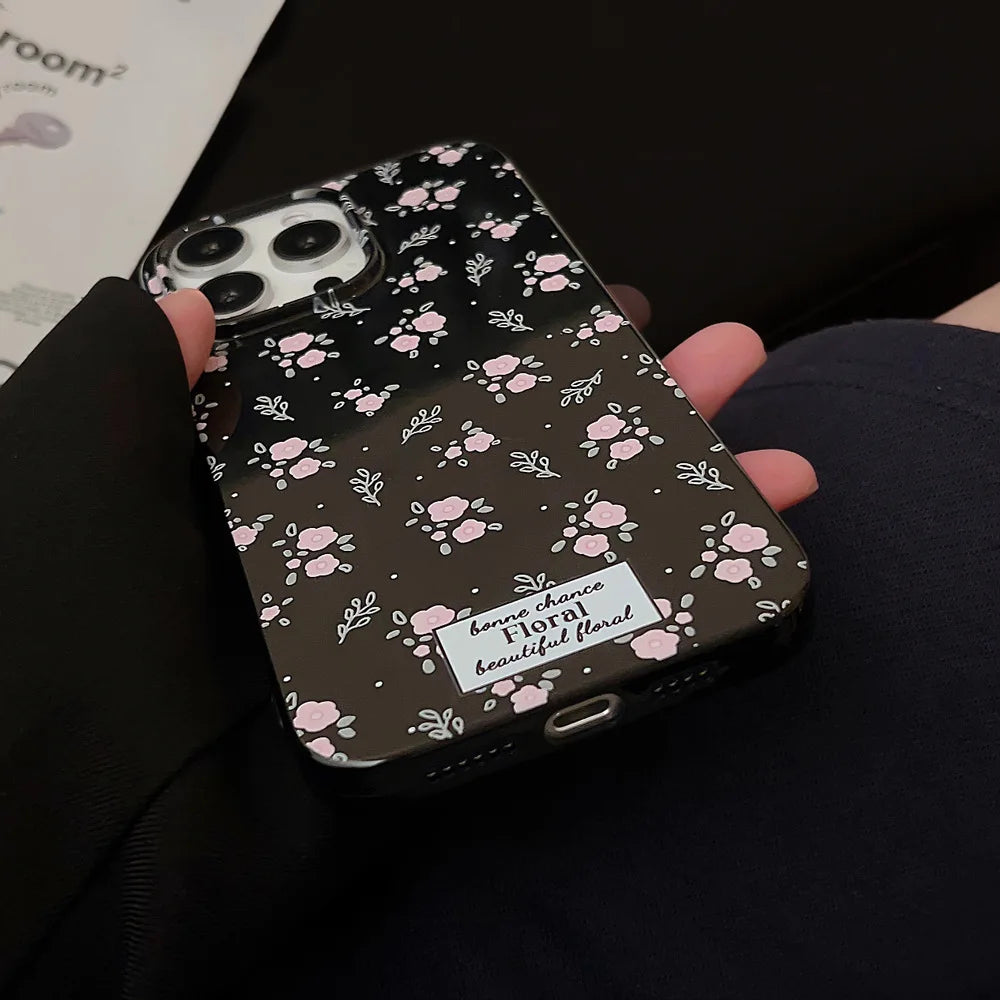 Korean Cute Flower Phone Case  For iPhone 16 15 14 13 12 11 Pro Max XS XR 7 8 Plus SE Mini Soft Shockproof Protective Back Cover