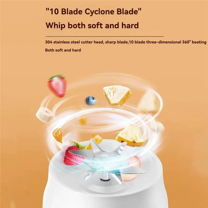 B84B-450Ml Blender Double Cup USB Rechargeable With 10-Blades Smart Safety Lock Automatic Power Off When Cover Is Opened