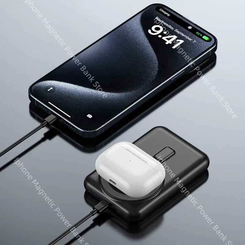 2025 15W Solar Magnetic Power Bank 20000mAh, Wireless Fast Charging USB-C, PD20W Fast Charge, Portable Solar Charger for Phones