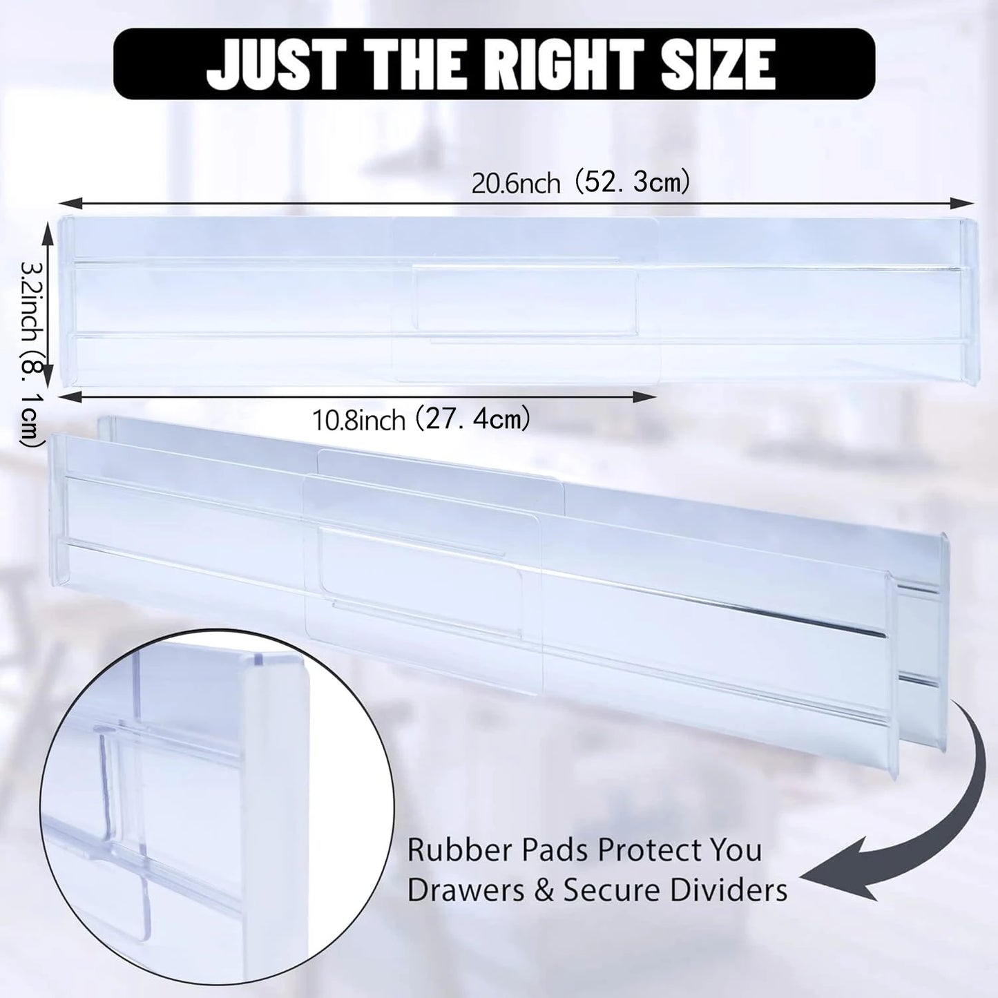 4 件套 Transparent Drawer Dividers Adjustable Expandable Drawer Dividers for Clothes Utensils Cosmetics Office Storage
