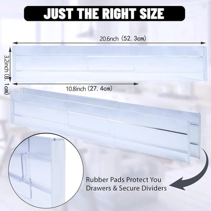 4 件套 Transparent Drawer Dividers Adjustable Expandable Drawer Dividers for Clothes Utensils Cosmetics Office Storage