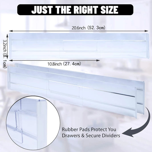 4 件套 Transparent Drawer Dividers Adjustable Expandable Drawer Dividers for Clothes Utensils Cosmetics Office Storage