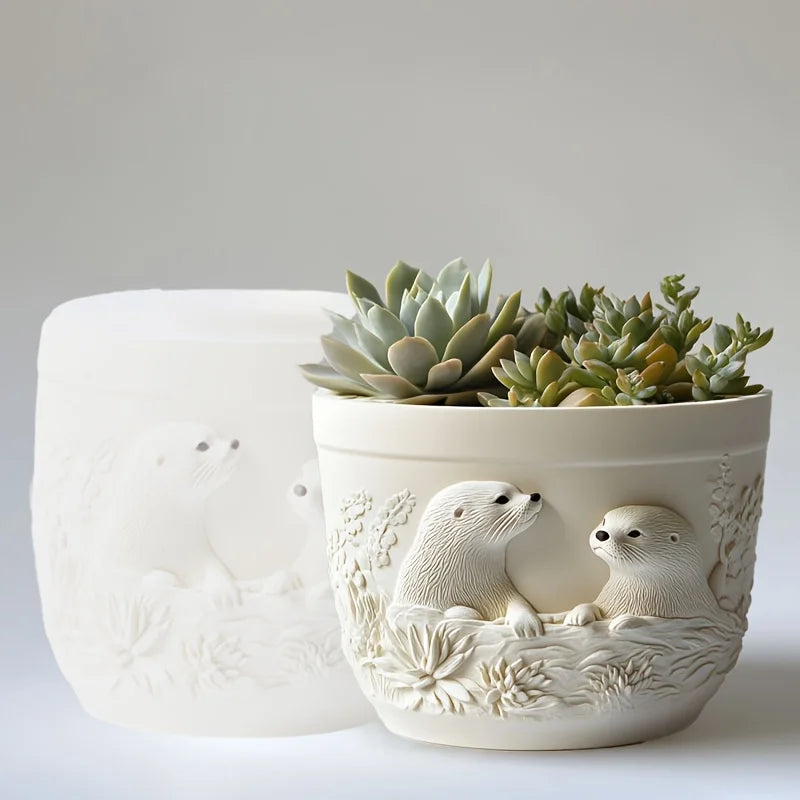 Church relief succulent plant flowerpot resin silicone mold house church storage box mold tower church cross relief gypsum molds