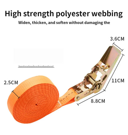 Heavy Duty Metal Buckle Tie-Down Cargo Straps for Car and Truck - Strong Ratchet Belt for Secure Luggage and Cargo Transport