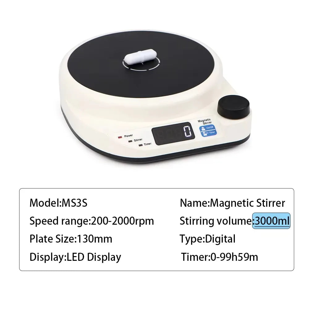 2000RPM Mini Electric Magnetic Stirrer with Stir Bar Brushless DC Motor Magnetic Mixer for Medical Chemical Laboratory EU Plug