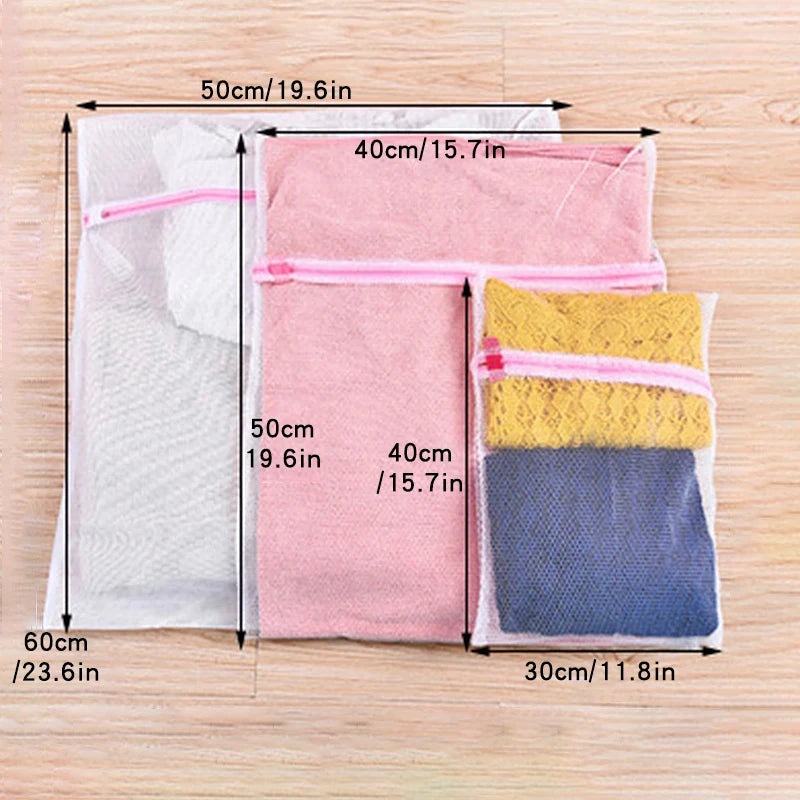 3PCS Pink Grid Laundry Bag for Home Organization - Classification Clothing Care Bag