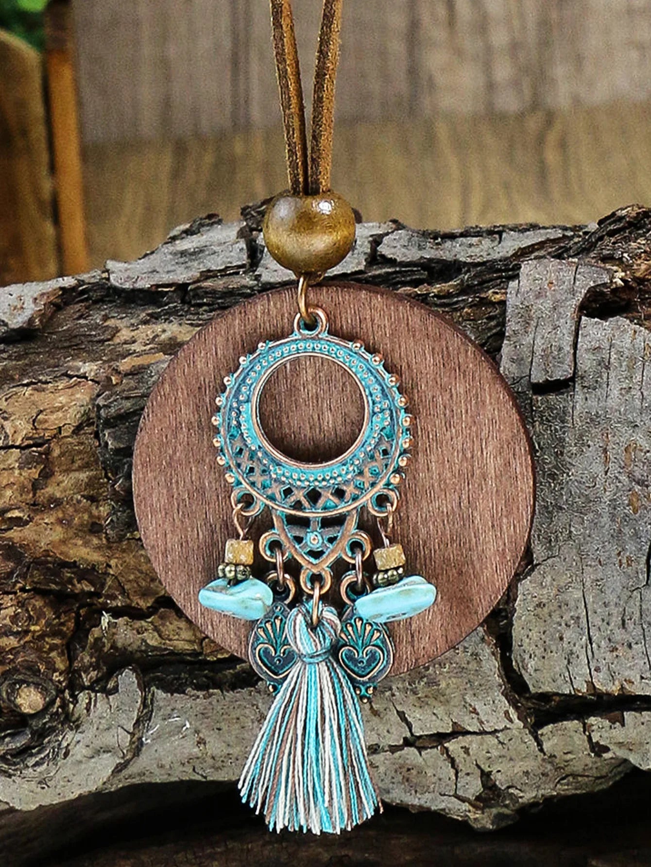 Bohemian ethnic style earrings Bohemian hollowed out circular ring tourism vacation jewelry retro round tassel women's earrings