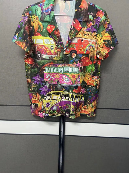 Summer Hot Sale Hawaiian Shirt for Men 3d Cartoon Flamingo Men's Shirt Beach Oversized Funny Men's Clothing Fashion Short Sleeve