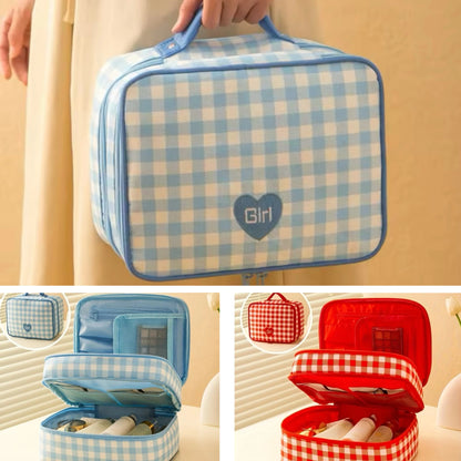 Storage Organizer Large Capacity Makeup Bag Portable Double-layer Clothing Storage Bag Handheld Waterproof Toiletry Bag Girl