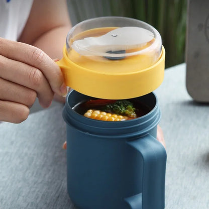 500ML Portable Breakfast Cups Oatmeal Cereal Nut Yogurt Salad Cup with Lid Spoon School Lunch Box Microwave for Kitchen Tools