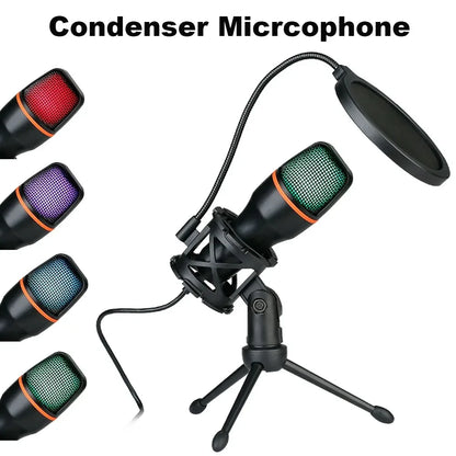 USB condenser microphone RGB desktop recording microphone suitable for PC laptops streaming media video games live streaming con