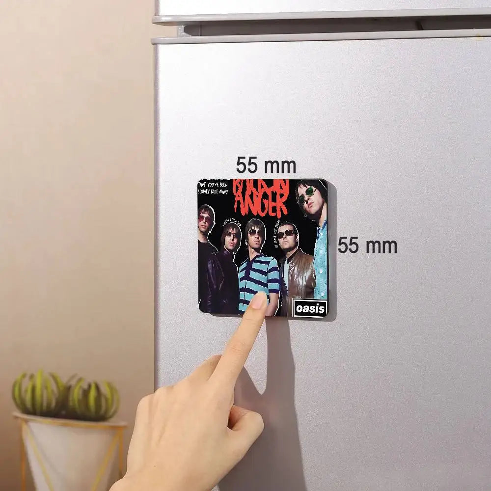Rock O-Oasis Band  Fridge Magnet Photo Personalized For Office Family Kitchen Refrigerator Friends Gift Holiday Decor