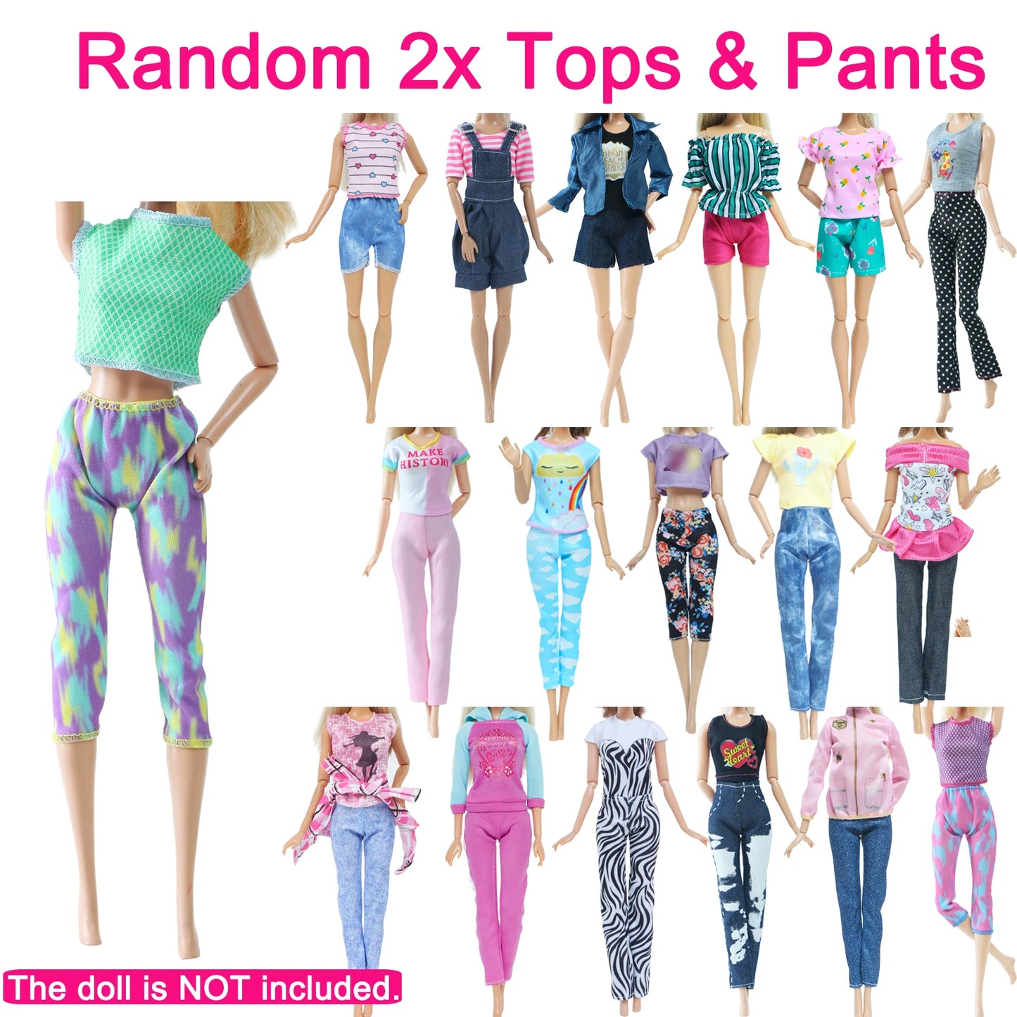 50 Pcs/Set Fashion Doll Accessories for 11.5'' Doll with Party Gown Fashion Dress Outfit Pants Shoes Girl Kids Playhouse Toy