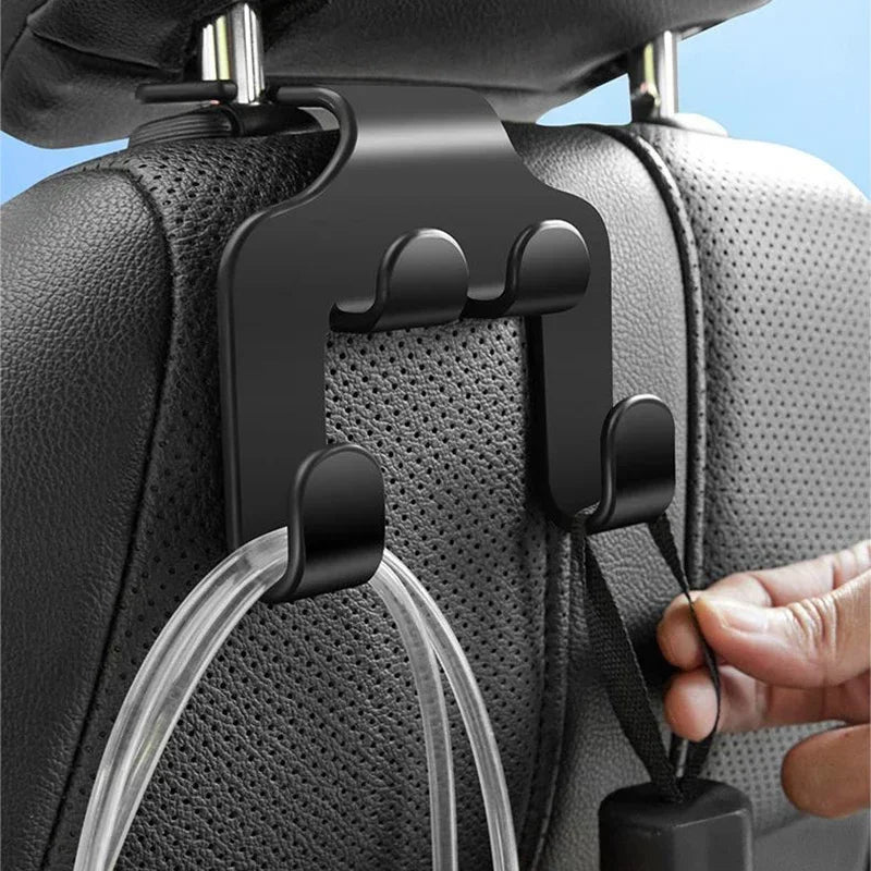 Car Seat Headrest Hook Hanger in Black a Storage Organizer Universal for Umbrellas Bags & Coats Black Car Fixer for All Vehicles