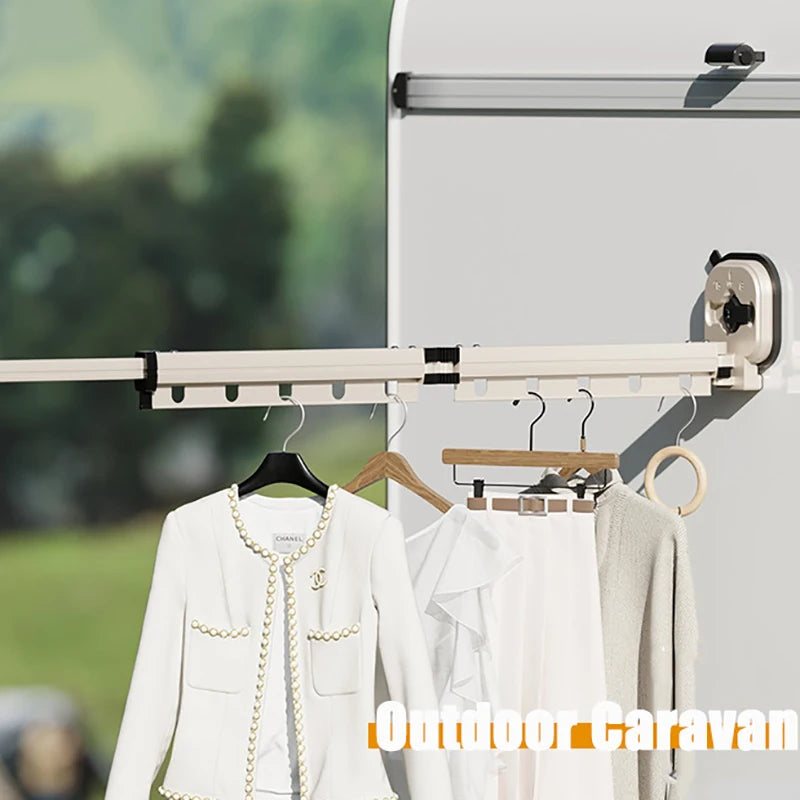 Retractable Clothes Hanger Wall Mounted No Punching Laundry Drying Rack Foldable Drying Racks Space Saving For Bathroom Balcony