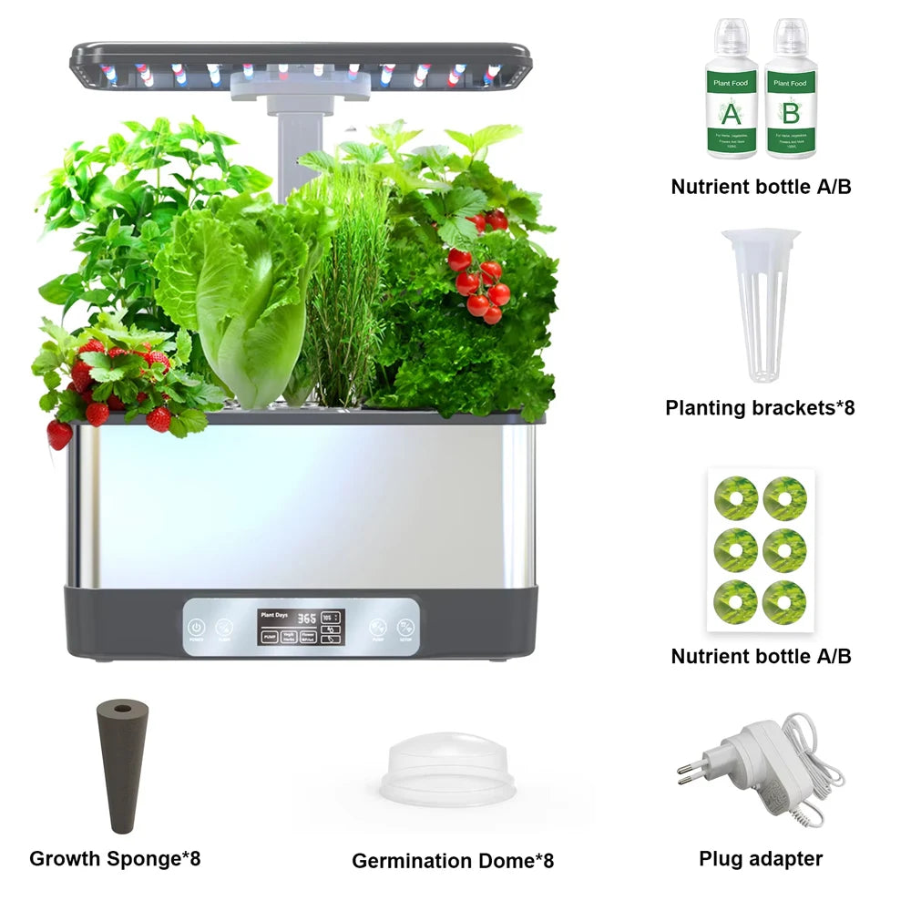 8 Pods Hydroponics Growing System Herb Garden Kits Indoor Adjustable Height Automatic WIFI Intelligent Hydroponic Planter