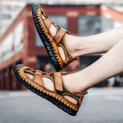 Comfortable Man Sandal for Men Flat Sandals Trend 2024 Men's Summer Sandal Authentic Leather Shoes Man Platform Sandals. Slipers