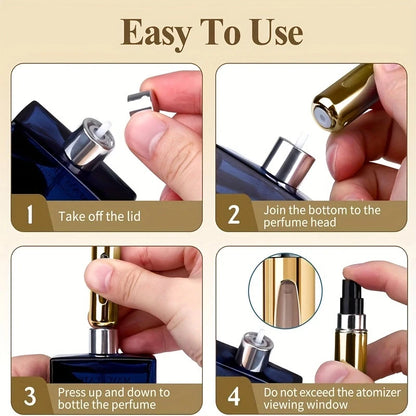 6 Portable Spray Bottles Travel Size 5ml Self-Priming Bottom Fill Perfume Bottle Set