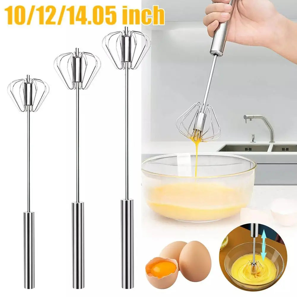 Egg Beater Semi Automatic Mixer Manual Self Turning Steel Easy Whisk Hand Blender Egg Cream Stirring Baking Cooking
