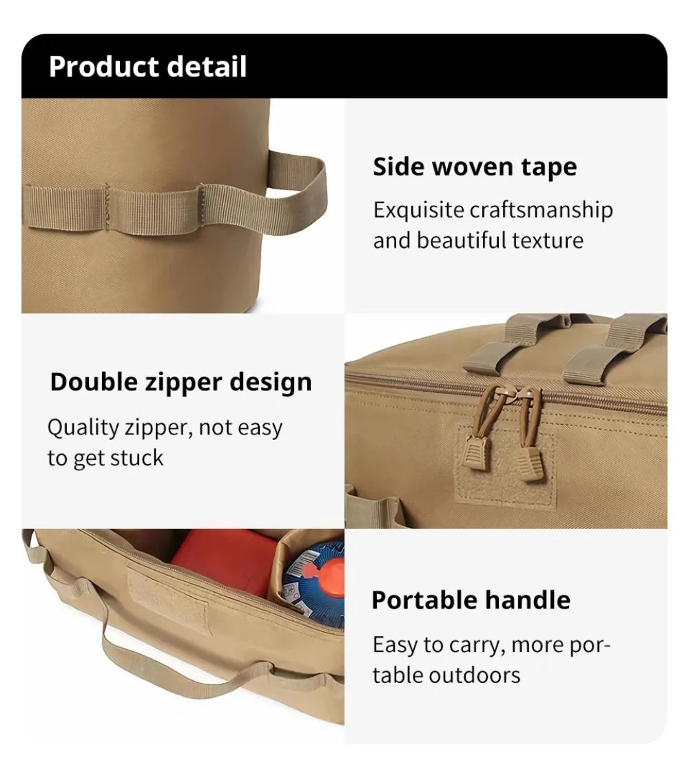 Camping Storage Bag Portable Folding Large Capacity Ground Nail Tool Bag Gas Canister Hiking Picnic Cookware Utensils Kit Bag