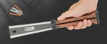 AIRAJ Folding Saw SK5 Steel Pocket Garden Saw Japanese Saw, Flush Cut Trim Saw For Woodworking