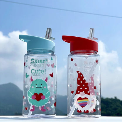 Children's travel water cup 500ml, straw cup, with portable rope, leak-proof, large-caliber, easy to clean, sports water cup