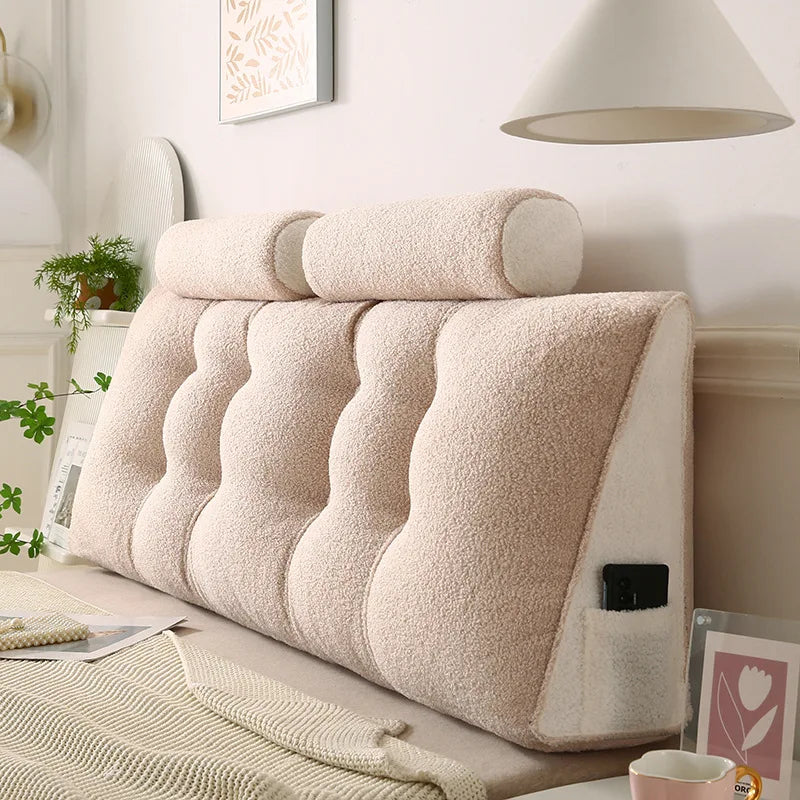 Headboard Pillow Lambswool Triangle Cushion Backrest Pain Relief Sofa Waist Cushion Wedge Sleeping Pillows for Bed Decorative 이불