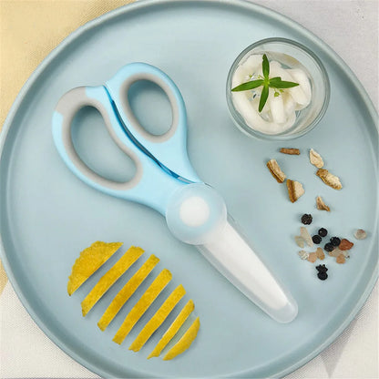 Ceramic Scissors Portable Baby Food Mills Infant Feeding Aid Scissors with Cutting Box Baby Supplies for Health Baby Tableware