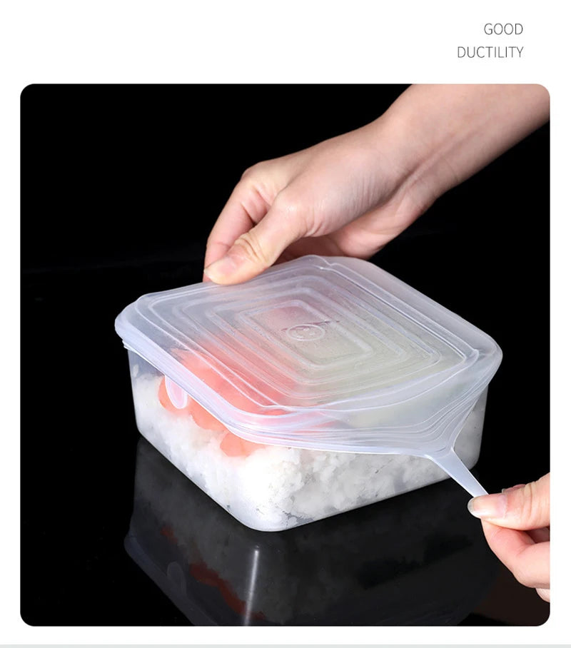 6pcs/set Silicone Cover Stretch Lids Reusable Airtight Food Wrap Covers Keeping Fresh Seal Bowl Stretchy Wrap Cover