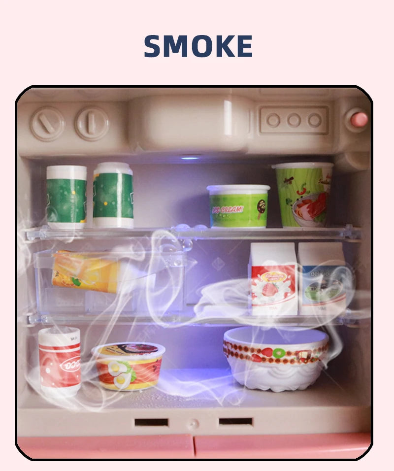 Refridge Simulation Toys For Kids, With Fog, Music & Lights, Kitchens Refrigerator Play Set For Children, Indoor Game, For Boys