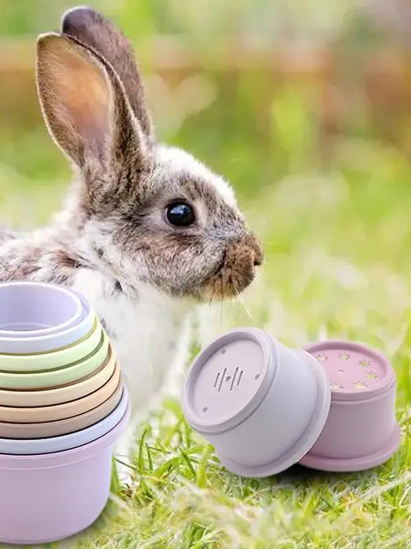 Stacking Cups Toy Small Animal Stacking Cups Multi Colored Reusable Small Animals Puzzle Toys Snack Cups Pet Accessories