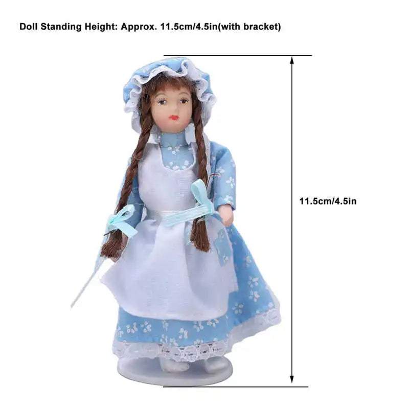 Doll House Servant 1:12 Doll House Miniature Turnable Ceramic Victorian Servant Toy Decoration with Stand