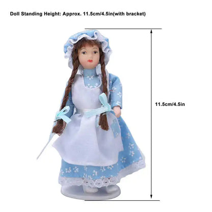 Doll House Servant 1:12 Doll House Miniature Turnable Ceramic Victorian Servant Toy Decoration with Stand