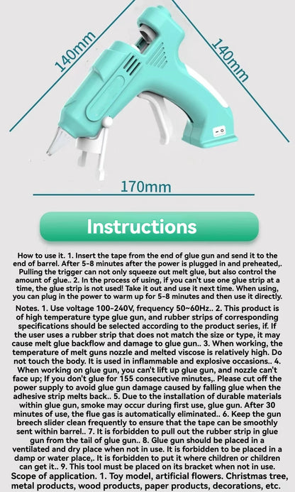 Cordless Hot Melt Glue Gun Child Hand Crafts Home DIY Repair Use 7mm Glue Stick Wireless Glue Gun