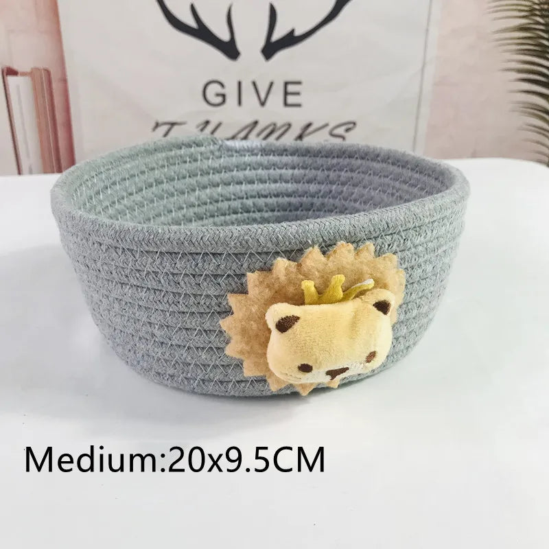 Cartoon Animals Hand Woven Storage Basket Kids Toys Desktop Organizer Sundries Storage Box Laundry Baskets storage box