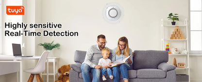 Smart Smoke Detector Fire Alarm with Replaceable Battery, Wi-Fi Smoke Detector, Real-Time App Notifications