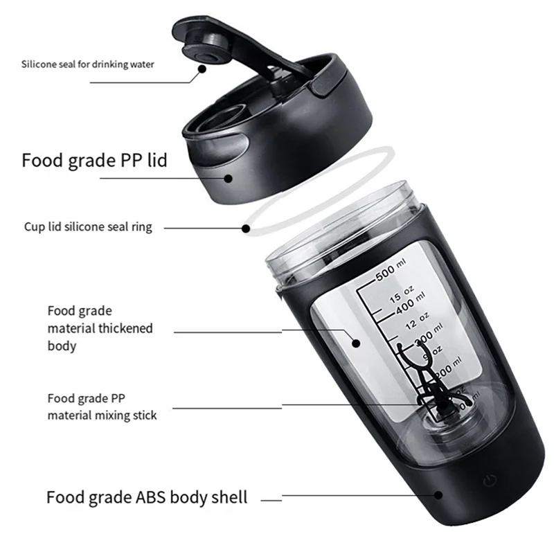 AA81-Electric Protein Shaker Bottle Portable 1200Mah Rechargeable Blender Cup Automatic Self Stirring Mug Mixing Cups