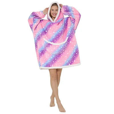 Winter Wearable Blankets Soft Warm Oversized Blanket Hoodie Robe Pullover Women TV Sweatshirt Blankets