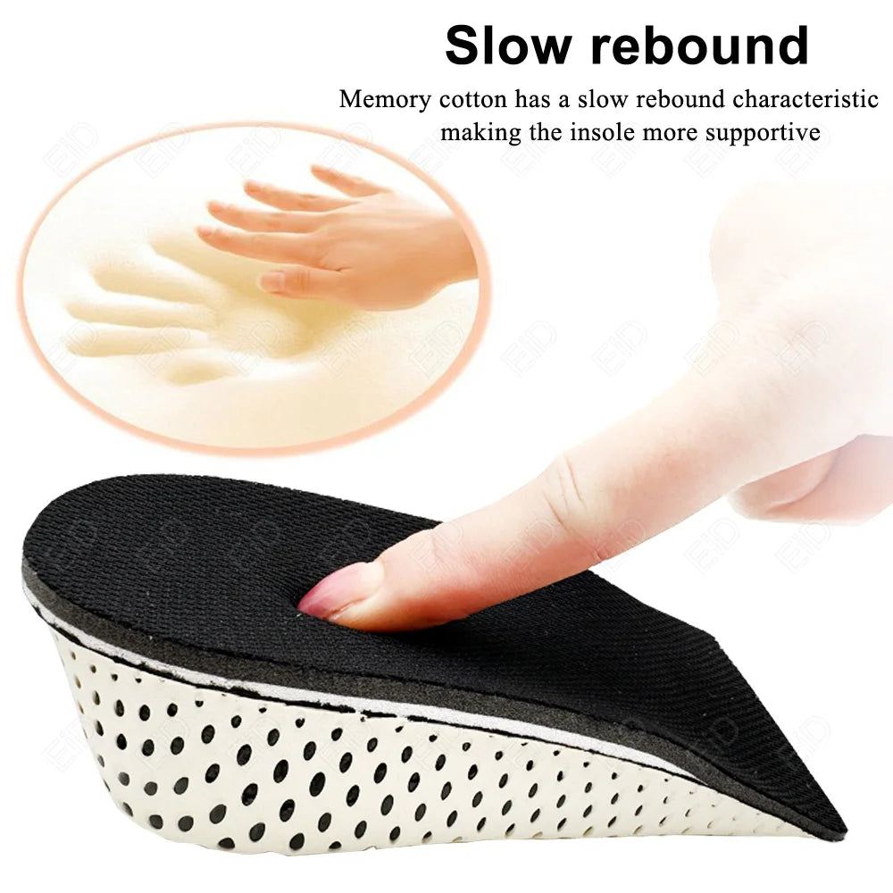 Height Increase Half Shoe Insoles Heel Insert Sports Shoes Pad Cushion Arch Support Unisex 2-5 CM Invisible Heighten Sole Insole
