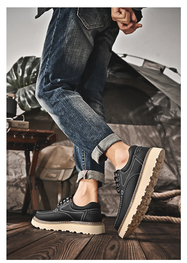 Outdoor Hiking Shoes Men Sneakers Summer Slip on Casual Men Shoes Breathable Suede Leather Shoe Anti-skid Walking Shoes Footwear